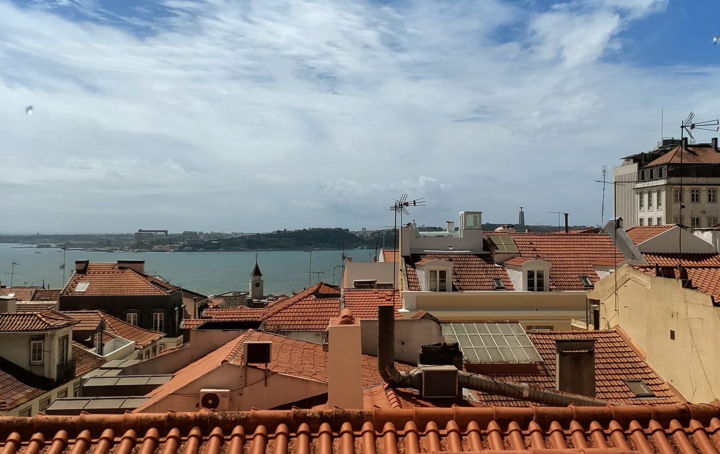 Rooftops of Lisbon with the Tagus in the background